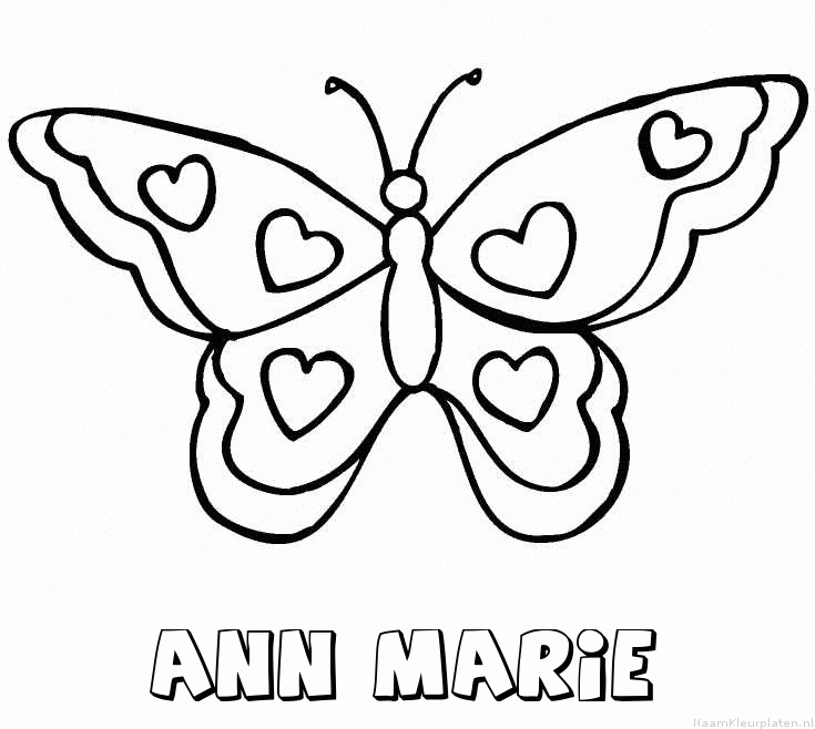 Ann marie vlinder hartjes kleurplaat